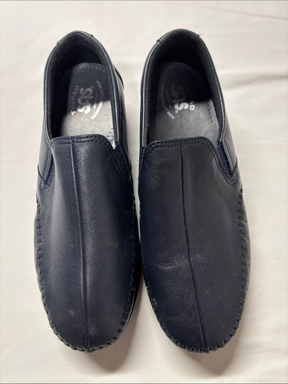 SAS Women's Slip-On Loafers in Navy Blue Leather